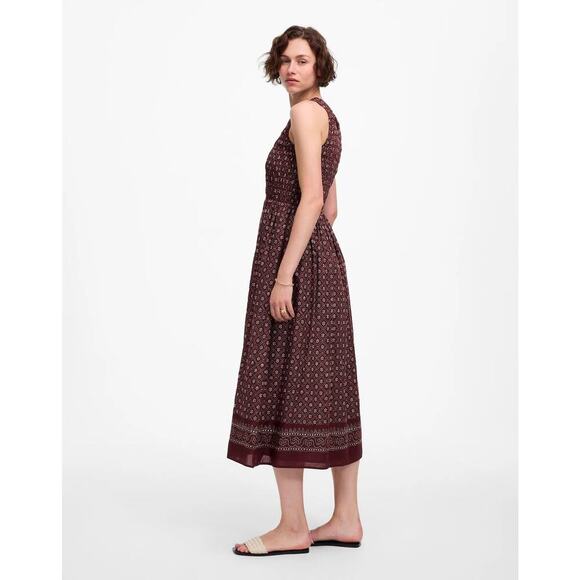 Madewell Daisy Print Melody Smocked Midi Dress NV483 Dusty Plum Size XXS NWT - Picture 2 of 6